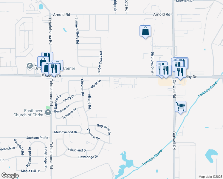 map of restaurants, bars, coffee shops, grocery stores, and more near 4734 Laughlin Road in Memphis