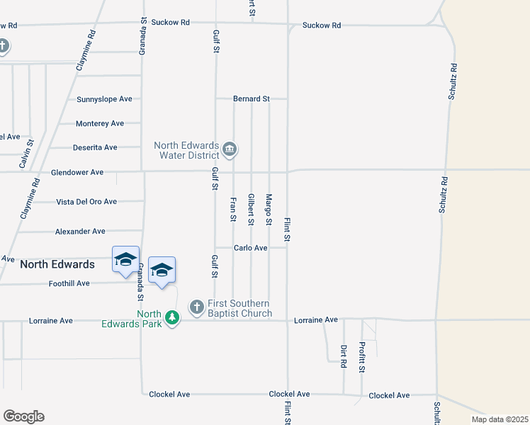 map of restaurants, bars, coffee shops, grocery stores, and more near Margo Street in North Edwards