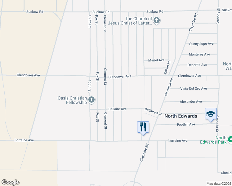map of restaurants, bars, coffee shops, grocery stores, and more near 13398 Lamel Street in North Edwards