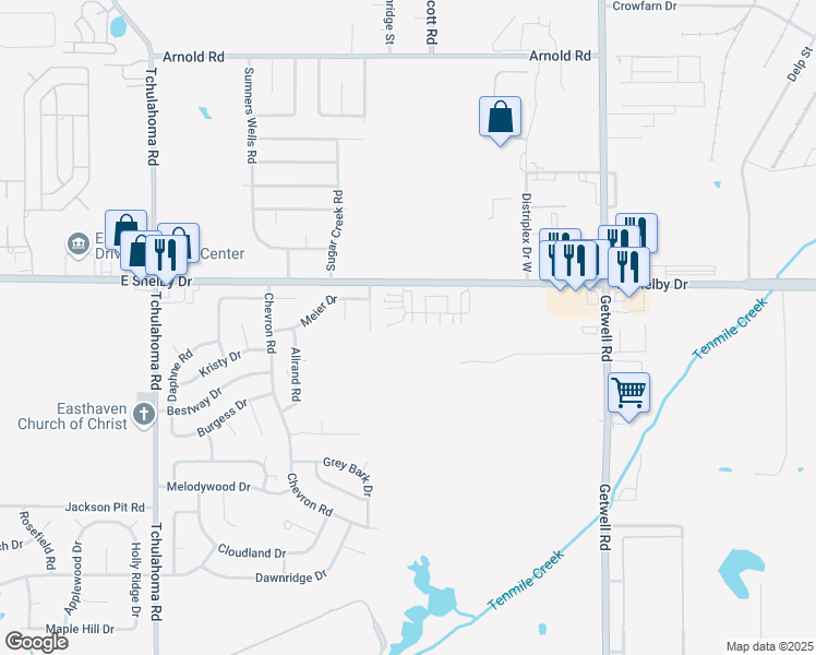 map of restaurants, bars, coffee shops, grocery stores, and more near 4702 Wild Plum Court in Memphis
