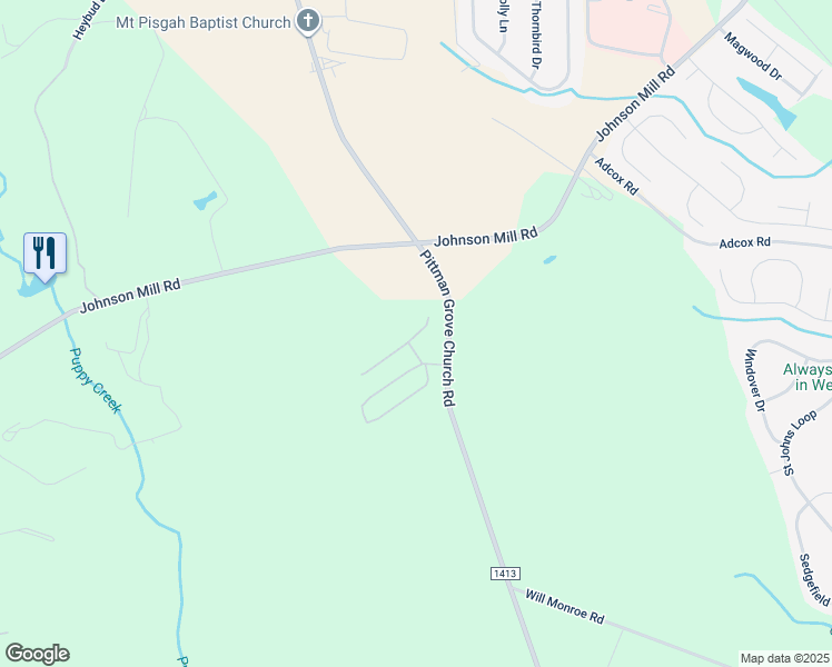 map of restaurants, bars, coffee shops, grocery stores, and more near 130 Shady View Drive in Raeford