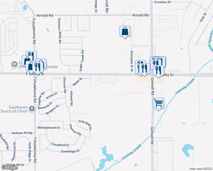 map of restaurants, bars, coffee shops, grocery stores, and more near 4702 Wild Plum Court in Memphis