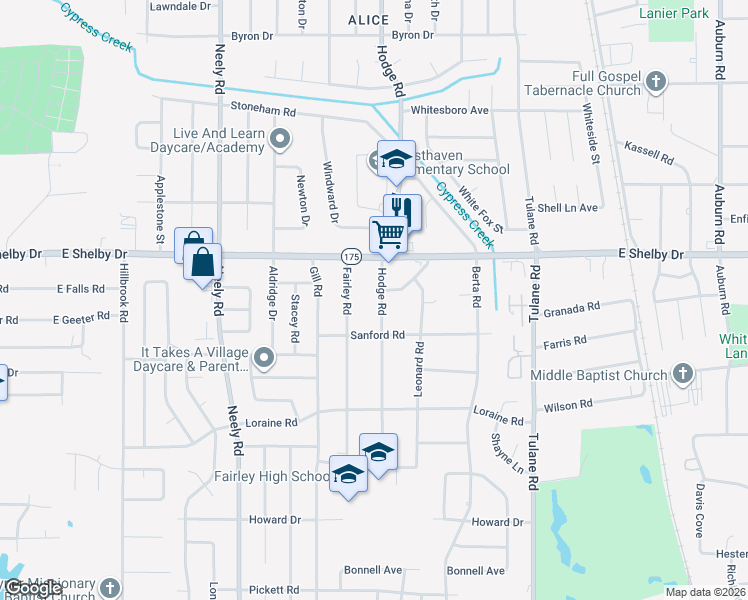 map of restaurants, bars, coffee shops, grocery stores, and more near 4746 Hodge Road in Memphis