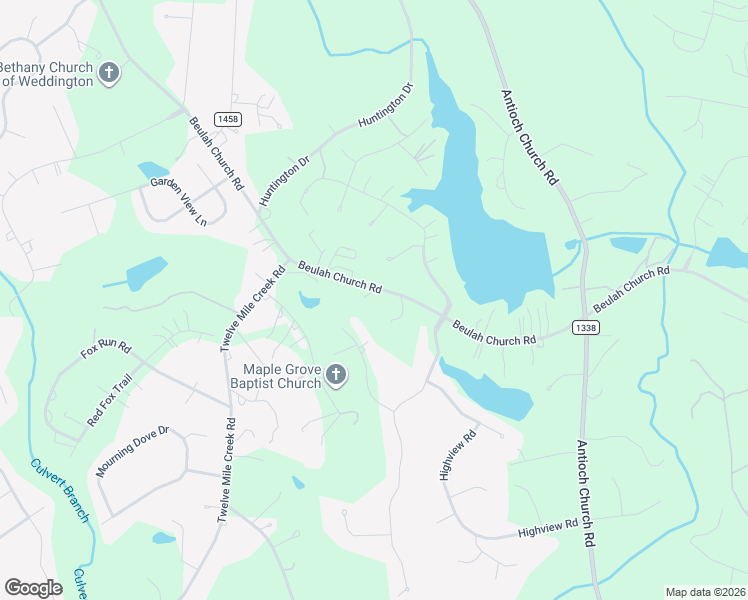 map of restaurants, bars, coffee shops, grocery stores, and more near 3351 Beulah Church Road in Weddington