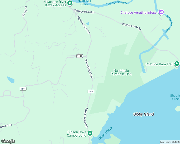 map of restaurants, bars, coffee shops, grocery stores, and more near 2575 Myers Chapel Road in Hayesville