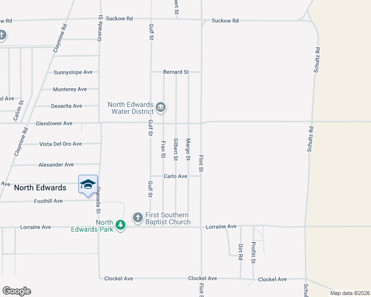 map of restaurants, bars, coffee shops, grocery stores, and more near Margo Street in North Edwards