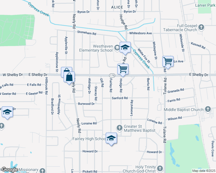 map of restaurants, bars, coffee shops, grocery stores, and more near 4740 Fairley Road in Memphis