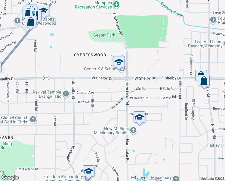 map of restaurants, bars, coffee shops, grocery stores, and more near 203 Charter Avenue in Memphis