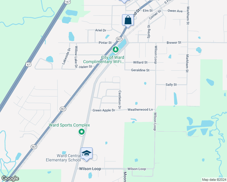 map of restaurants, bars, coffee shops, grocery stores, and more near 23 Bartlett Lane in Ward