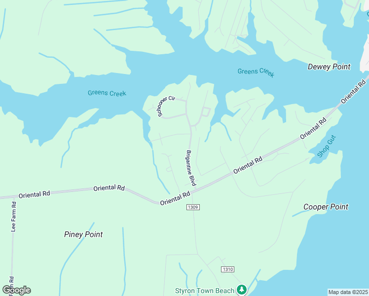 map of restaurants, bars, coffee shops, grocery stores, and more near 7115 Brigantine Boulevard in Oriental