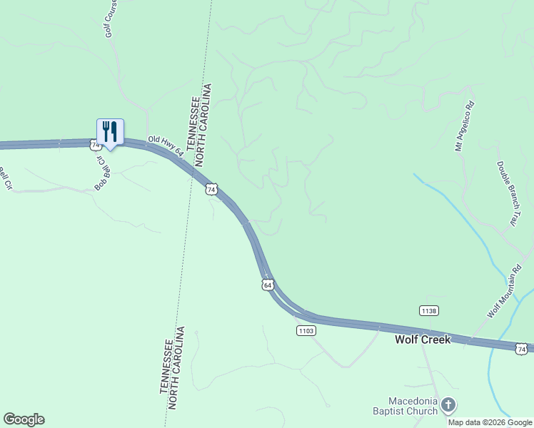 map of restaurants, bars, coffee shops, grocery stores, and more near 29 Wilderness Creek Way in Murphy