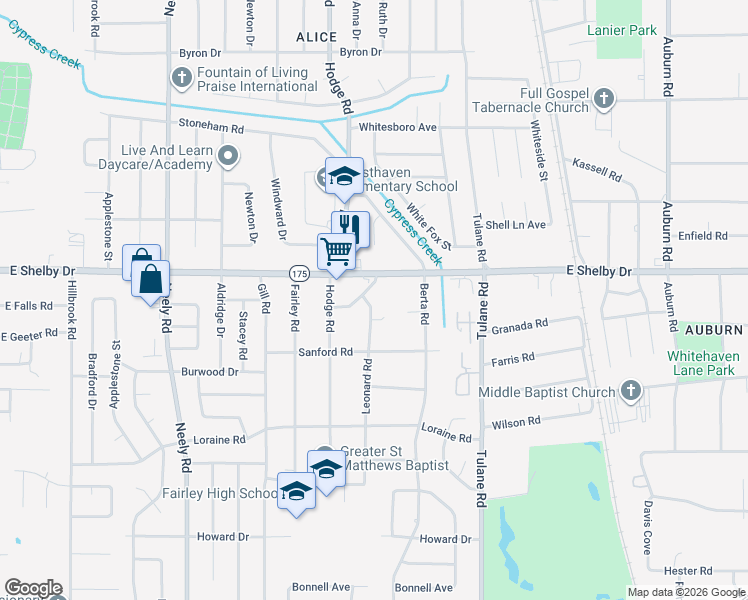 map of restaurants, bars, coffee shops, grocery stores, and more near 475 East Shelby Drive in Memphis