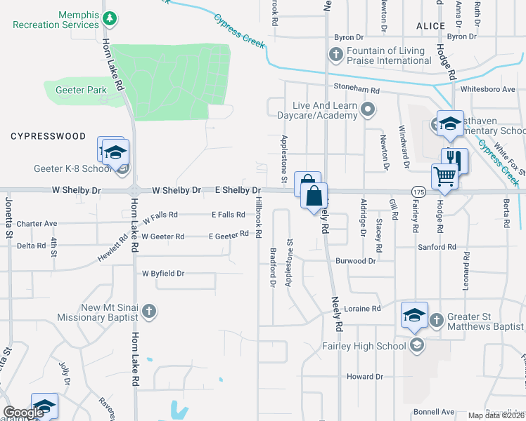 map of restaurants, bars, coffee shops, grocery stores, and more near 117 East Shelby Drive in Memphis
