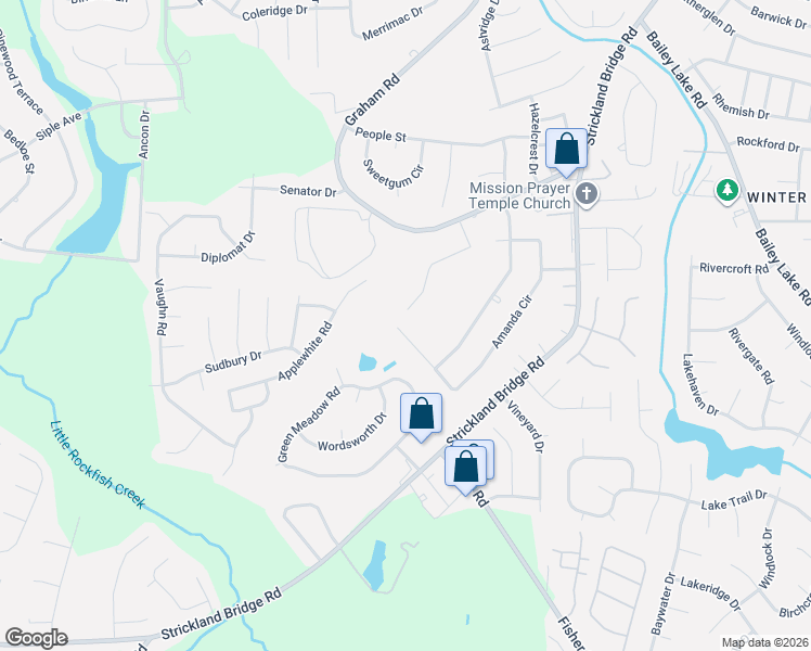 map of restaurants, bars, coffee shops, grocery stores, and more near 6538 Sprucewood Road in Fayetteville