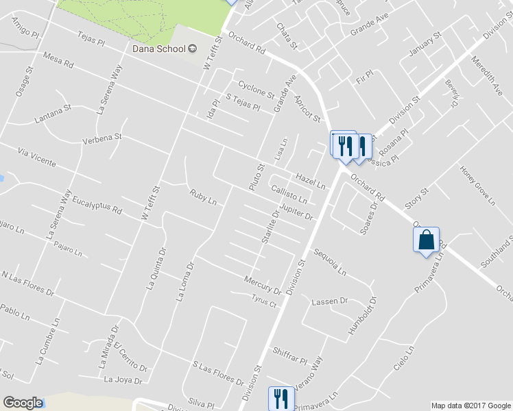 map of restaurants, bars, coffee shops, grocery stores, and more near 353 Uranus Court in Nipomo