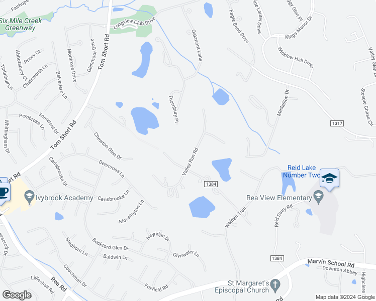 map of restaurants, bars, coffee shops, grocery stores, and more near 469 Valley Run Road in Waxhaw