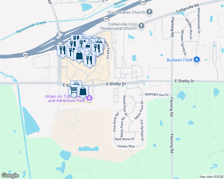 map of restaurants, bars, coffee shops, grocery stores, and more near 10432 Emmas Circle North in Fisherville