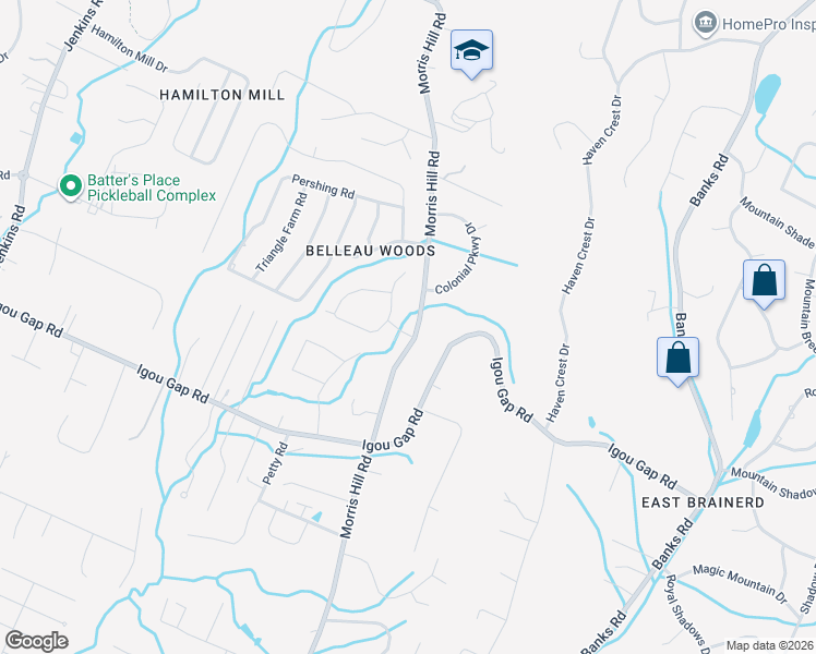 map of restaurants, bars, coffee shops, grocery stores, and more near 8602 Surry Circle in Chattanooga