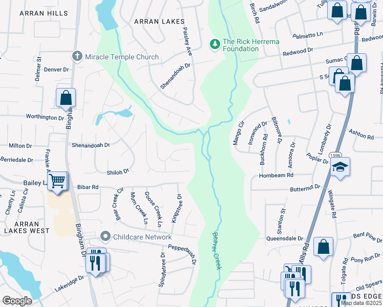 map of restaurants, bars, coffee shops, grocery stores, and more near 5700 Randleman Street in Fayetteville
