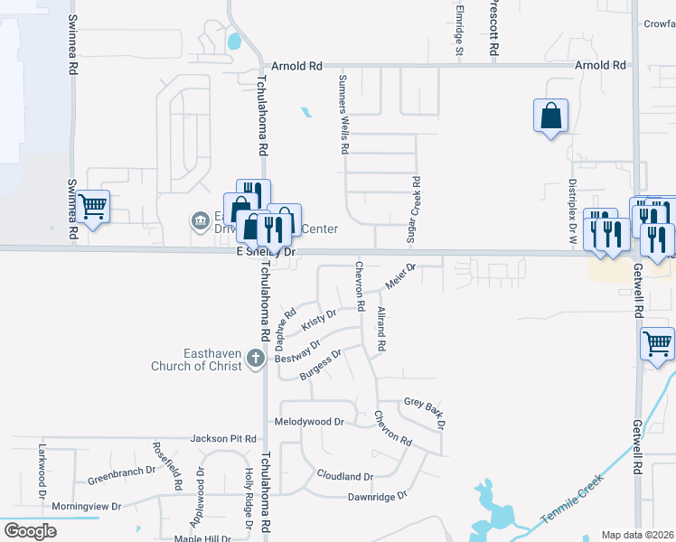 map of restaurants, bars, coffee shops, grocery stores, and more near 3404 Kenie Avenue in Memphis