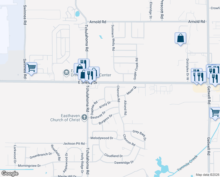 map of restaurants, bars, coffee shops, grocery stores, and more near 3354 Kenie Avenue in Memphis