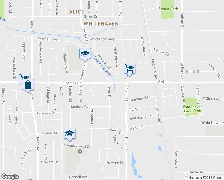 map of restaurants, bars, coffee shops, grocery stores, and more near 4708 Berta Road in Memphis