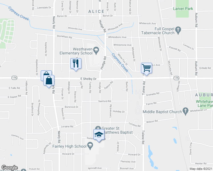 map of restaurants, bars, coffee shops, grocery stores, and more near 475 East Shelby Drive in Memphis