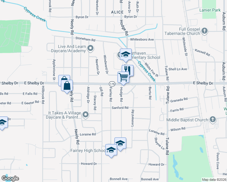map of restaurants, bars, coffee shops, grocery stores, and more near 4686 Fairley Road in Memphis