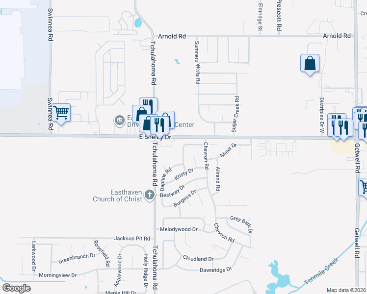 map of restaurants, bars, coffee shops, grocery stores, and more near 3354 Kenie Ave in Memphis