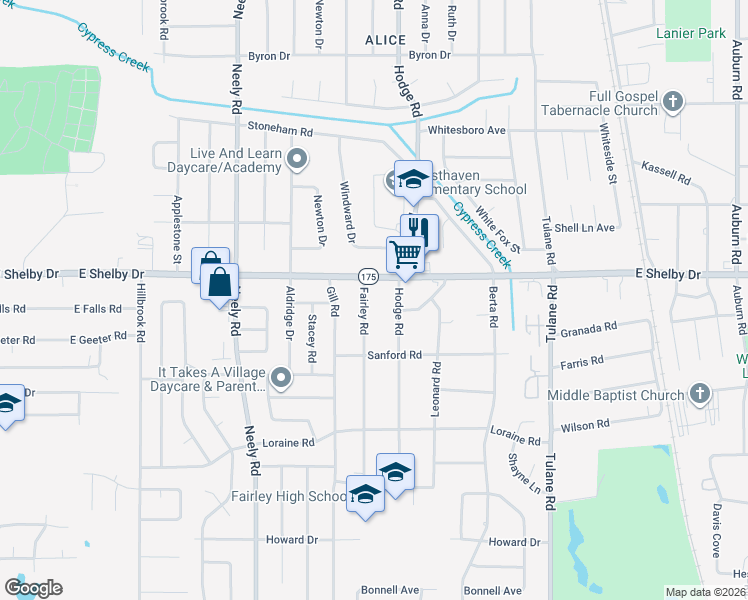map of restaurants, bars, coffee shops, grocery stores, and more near 4686 Fairley Road in Memphis