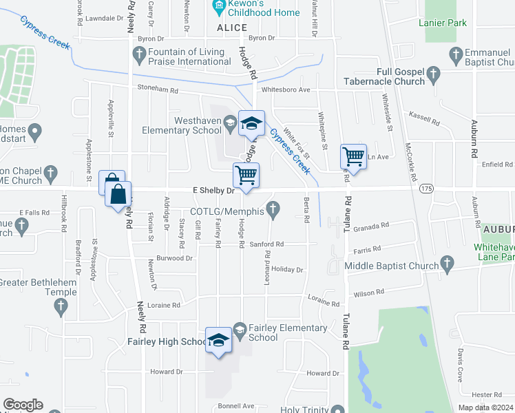 map of restaurants, bars, coffee shops, grocery stores, and more near 4711 Dalton Road in Memphis