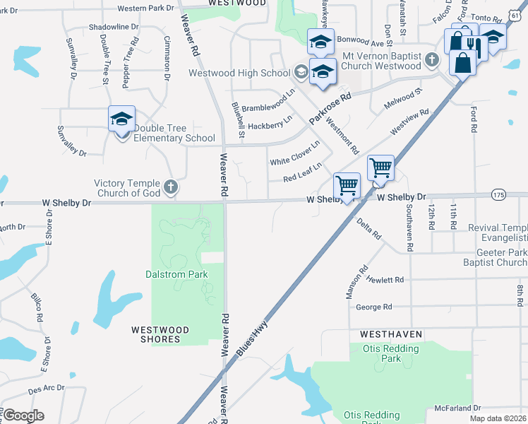 map of restaurants, bars, coffee shops, grocery stores, and more near 901 West Shelby Drive in Memphis