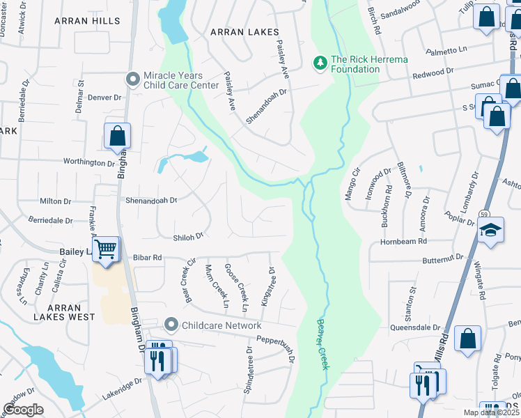 map of restaurants, bars, coffee shops, grocery stores, and more near 5744 Randleman Street in Fayetteville