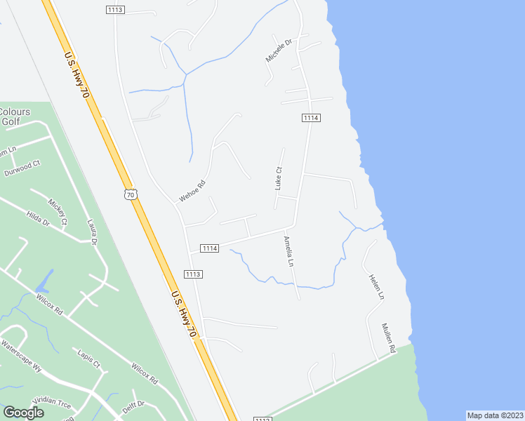 map of restaurants, bars, coffee shops, grocery stores, and more near 200 Commons Court in New Bern