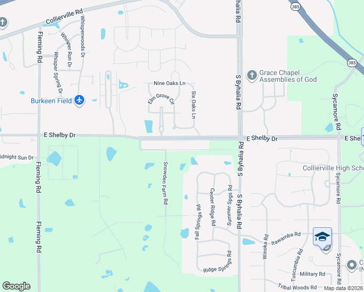 map of restaurants, bars, coffee shops, grocery stores, and more near 11080 Shelby Post Road in Collierville