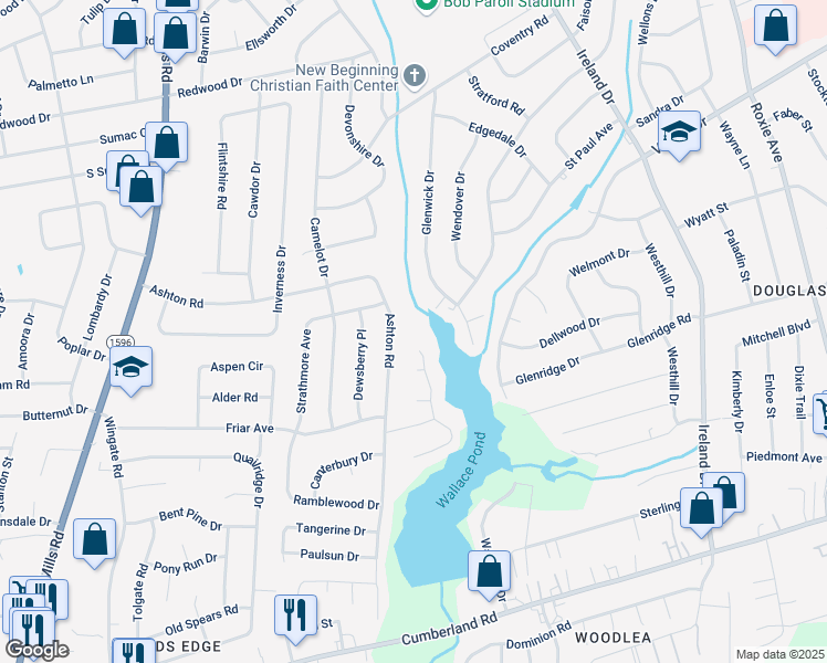 map of restaurants, bars, coffee shops, grocery stores, and more near 4848 Durango Court in Fayetteville