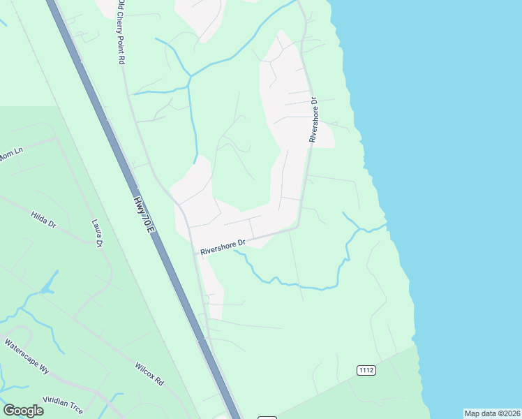 map of restaurants, bars, coffee shops, grocery stores, and more near 202 Commons Court in New Bern