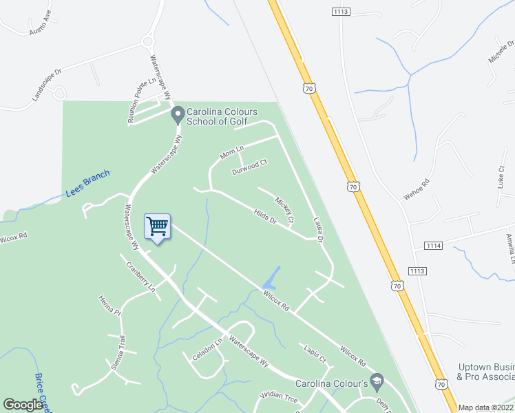 map of restaurants, bars, coffee shops, grocery stores, and more near 124 Hilda Drive in New Bern