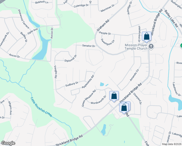 map of restaurants, bars, coffee shops, grocery stores, and more near 1715 Flint Drive in Fayetteville