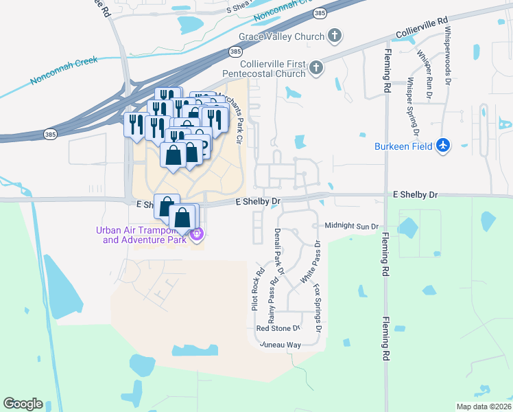 map of restaurants, bars, coffee shops, grocery stores, and more near 10432 Emmas Circle North in Fisherville