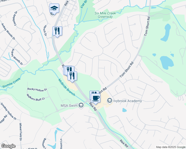 map of restaurants, bars, coffee shops, grocery stores, and more near 9023 Tintinhull Lane in Waxhaw