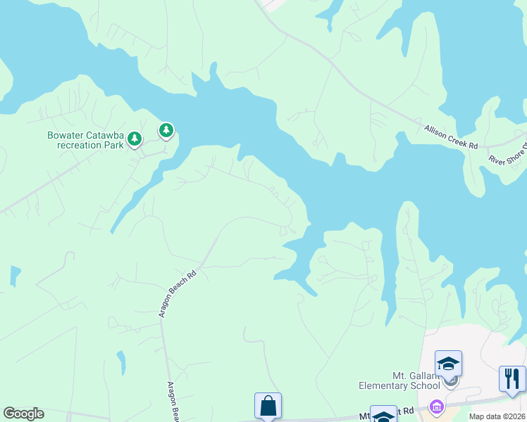 map of restaurants, bars, coffee shops, grocery stores, and more near 1634 Aragon Beach Road in Rock Hill