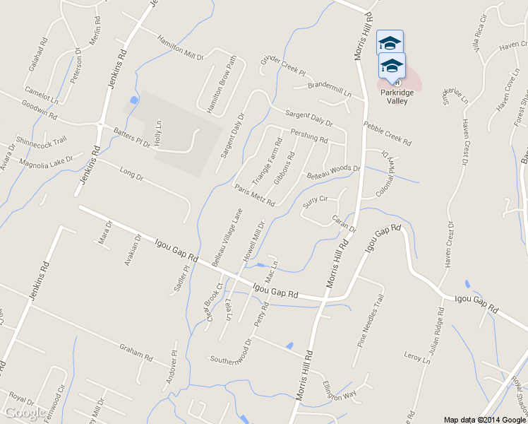map of restaurants, bars, coffee shops, grocery stores, and more near 1931 Howell Mill Drive in Chattanooga