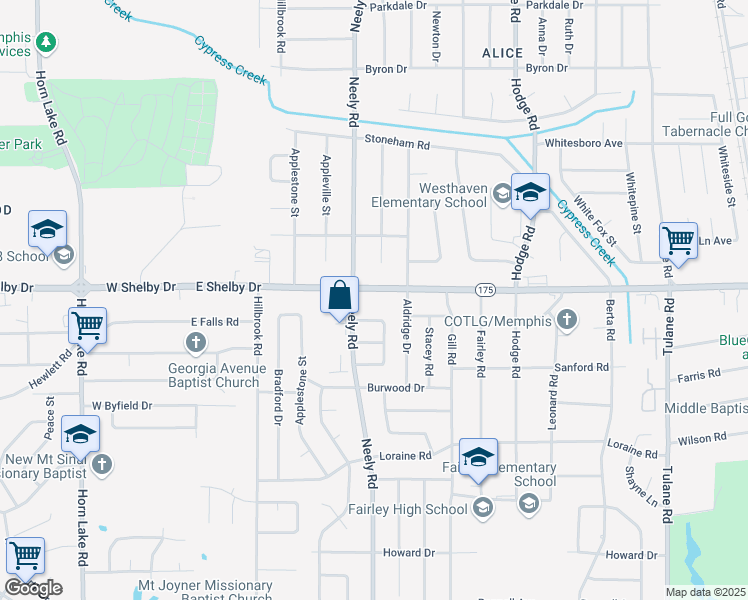 map of restaurants, bars, coffee shops, grocery stores, and more near 253 East Shelby Drive in Memphis