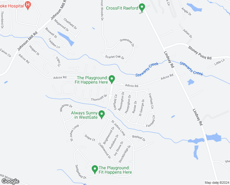 map of restaurants, bars, coffee shops, grocery stores, and more near 161 Fairfield Circle in Raeford