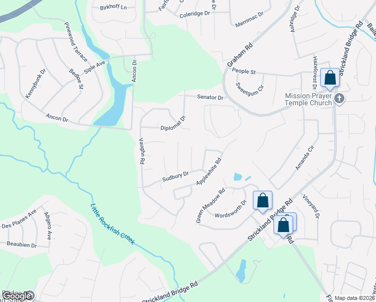 map of restaurants, bars, coffee shops, grocery stores, and more near 6775 Longparrish Court in Fayetteville