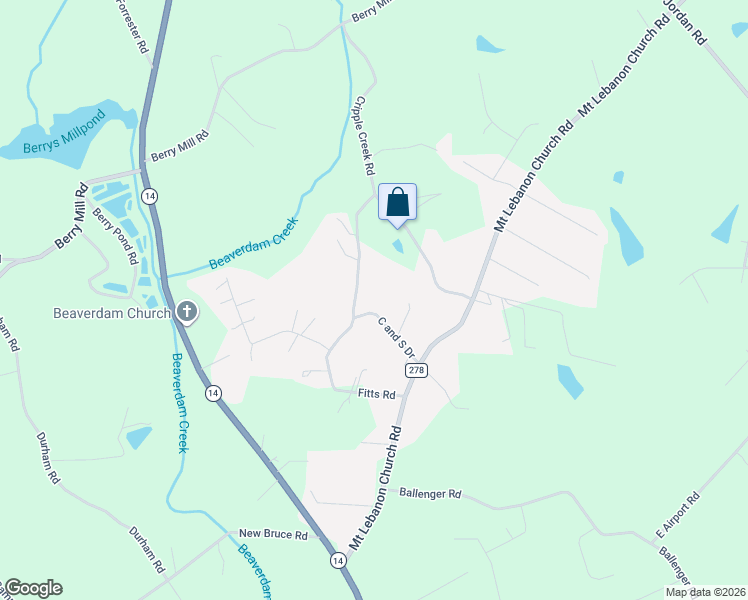 map of restaurants, bars, coffee shops, grocery stores, and more near 124 C and South Drive in Greer