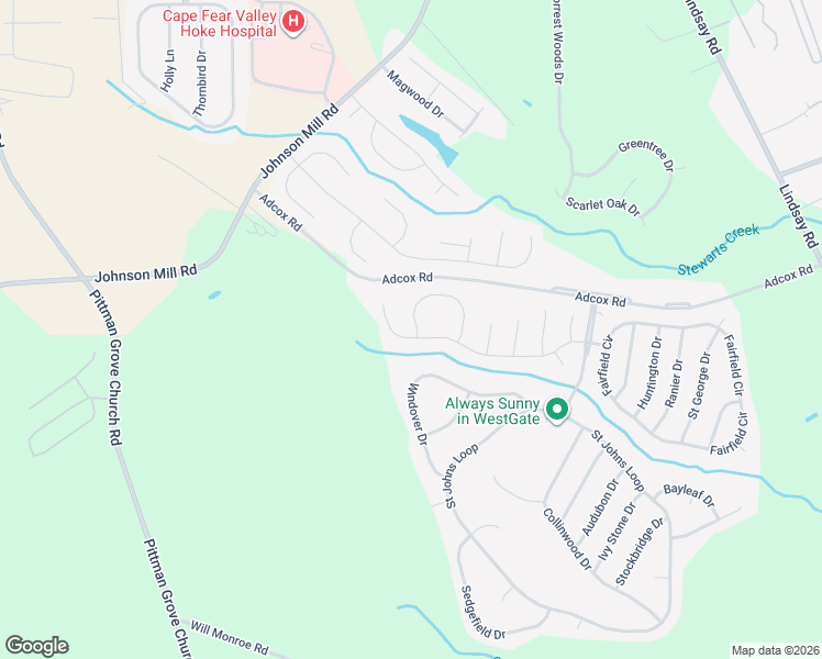 map of restaurants, bars, coffee shops, grocery stores, and more near 362 Lennox Court in Raeford