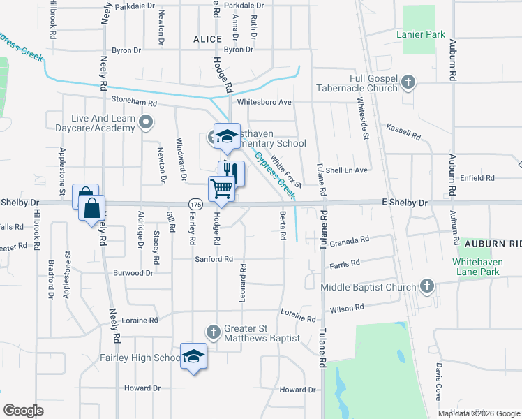 map of restaurants, bars, coffee shops, grocery stores, and more near 535 Tennessee 175 in Memphis
