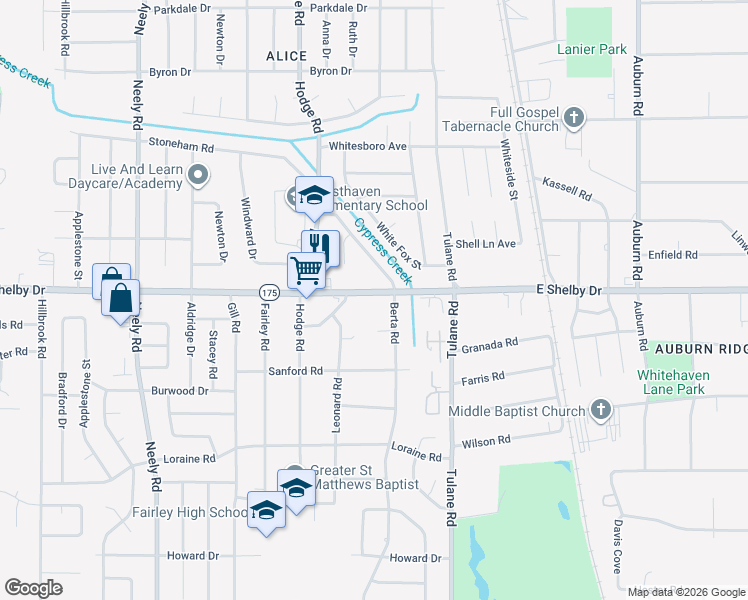 map of restaurants, bars, coffee shops, grocery stores, and more near 535 Tennessee 175 in Memphis